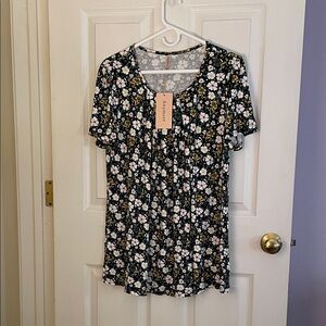 Black Floral Women's Blouse